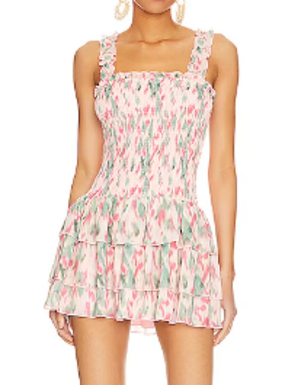 Tularosa Pink Green Print Talia Coquette Soft Girl Party Feminine Mini Dress
